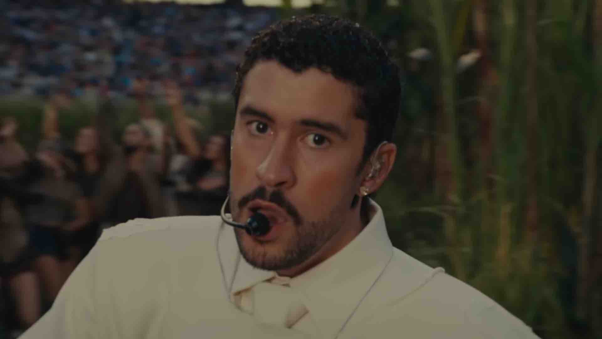 Bad Bunny performing at the Super Bowl 2026