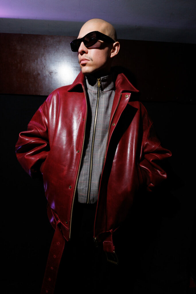 Backstage imagery of a model at the Willy Chavarria Autumn/Winter 2026 show at Paris Fashion Week