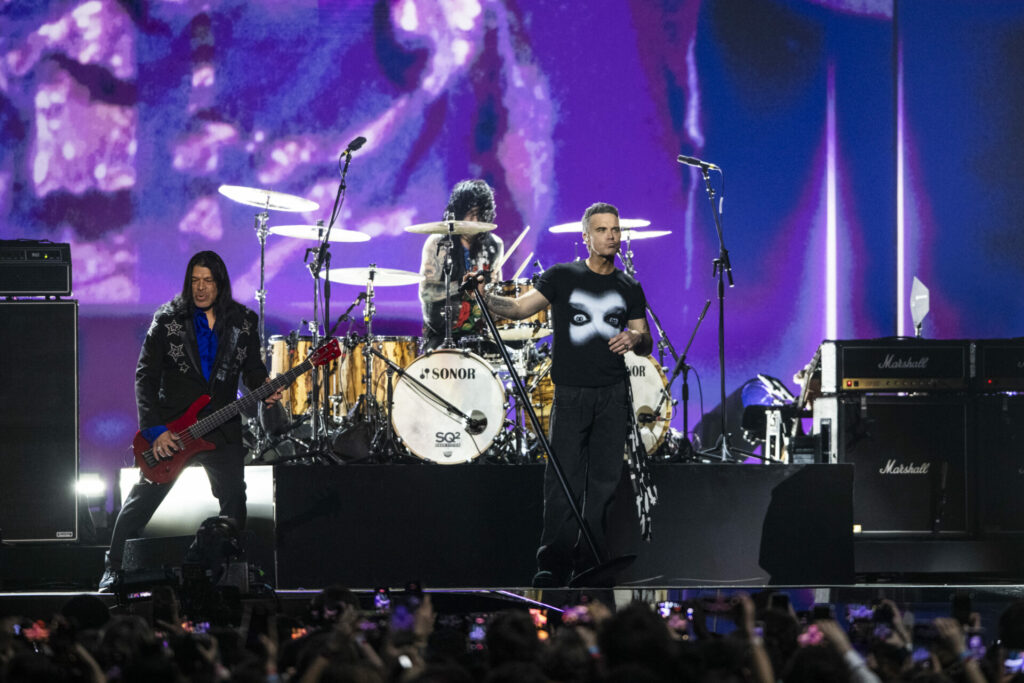 Robbie Williams performs at the BRIT Awards 2026