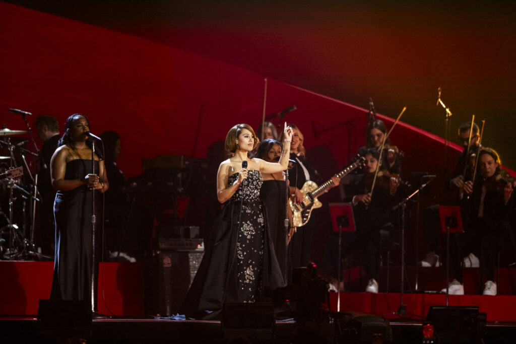 RAYE performs at the BRIT Awards 2026