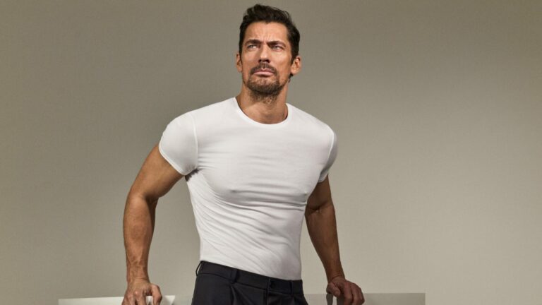 Campaign imagery of model David Gandy for his clothing brand David Gandy Wellwear