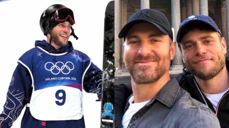 Gus Kenworthy on the Winter Olympic Ski slope and with his boyfriend Andrew Rigby in Rome