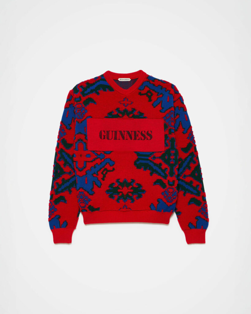 Product shot of the JW Anderson x Guinness carpet jumper