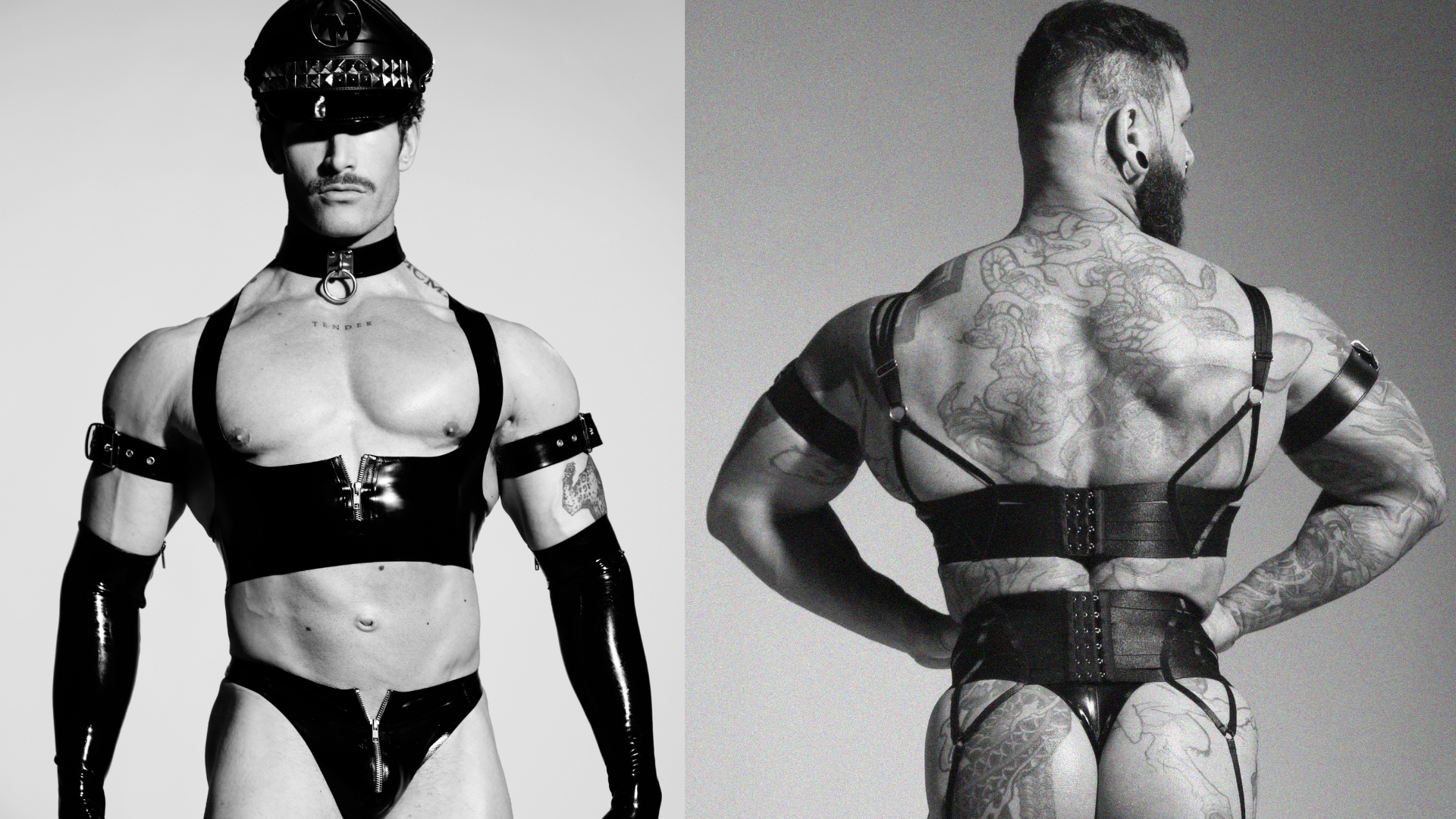 Campaign imagery of two models wearing the Strapp Metal New Romantic collection