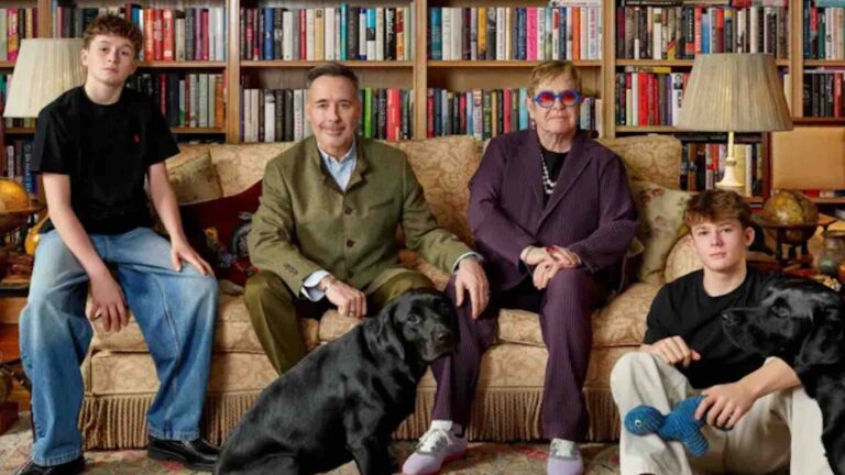 Elijah, David Furnish, Elton John and Zachary family portrait