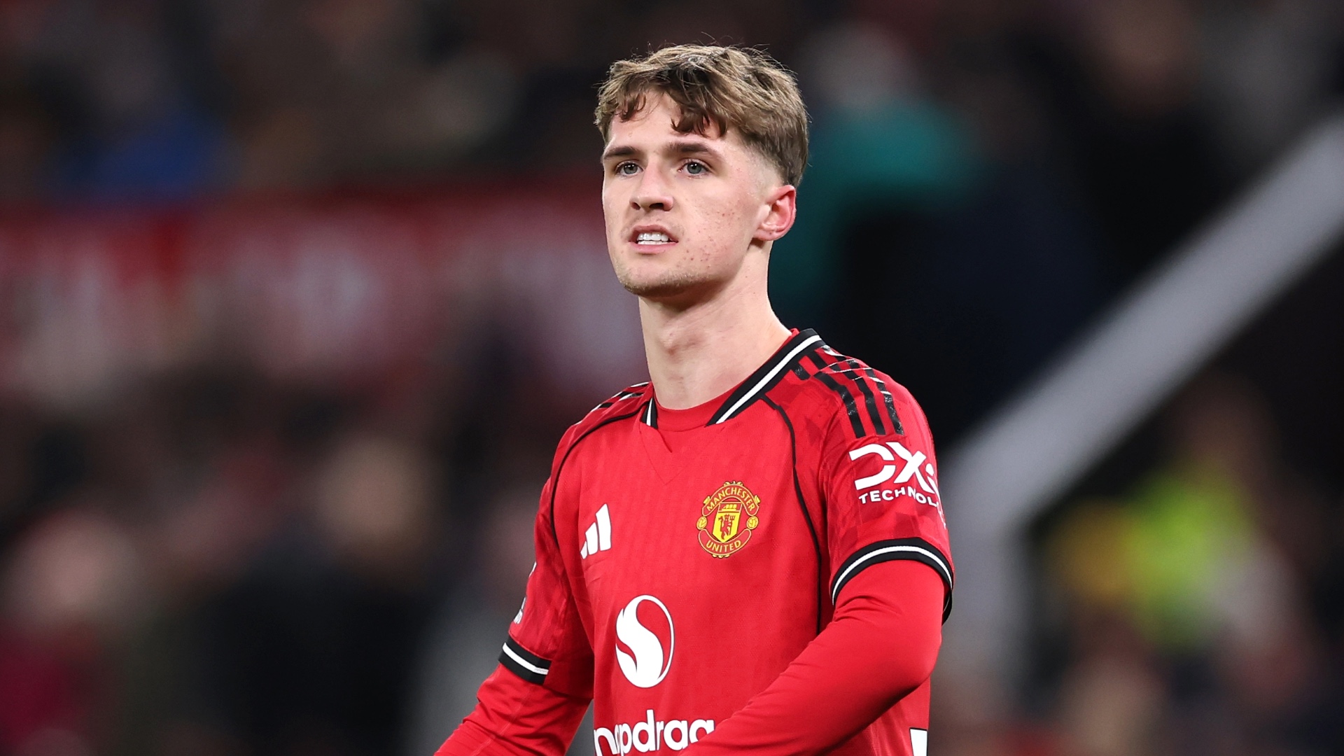 Jack Fletcher playing for Manchester United in 2025