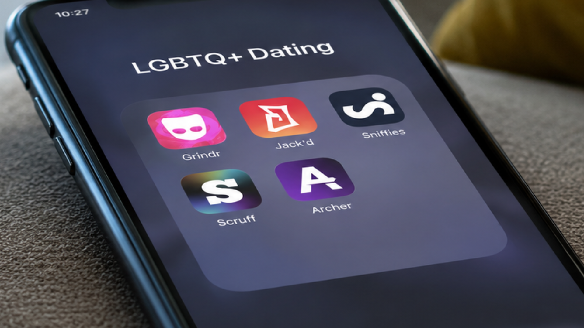 LGBTQ+ dating apps on a phone screen
