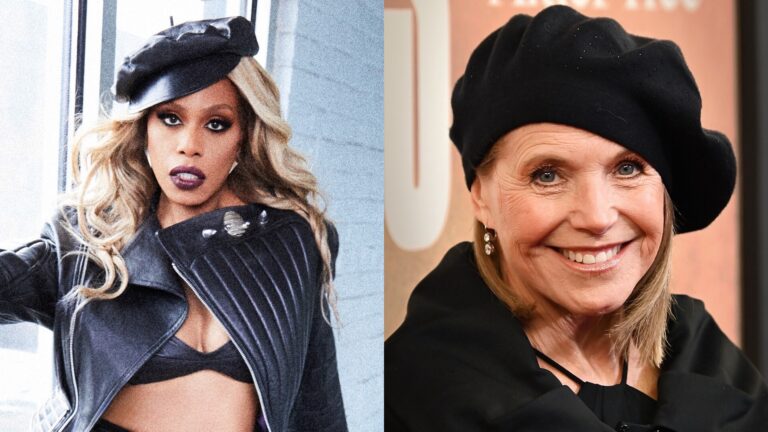 a composite of head and shoulder shots of Laverne Cox and Katie Couric