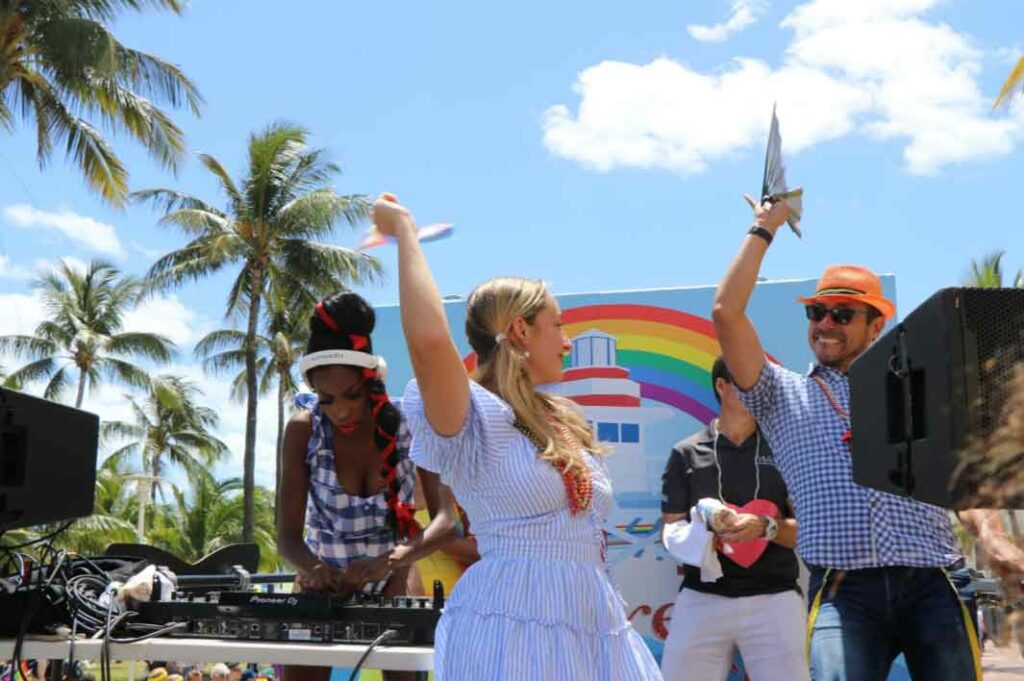 Dan Rios  on a DJ float at Miami Beach Pride