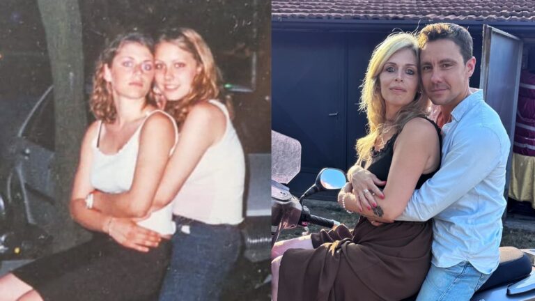 The author posing with their friend Alice 23 years apart