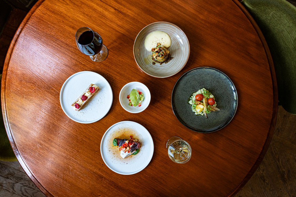 Plates from the five-course tasting menu at Bonboon restaurant 