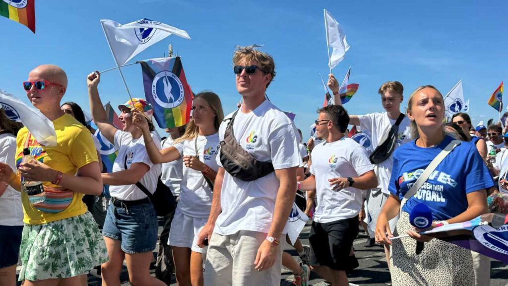 People walking in the Brighton Pride Parade 2026