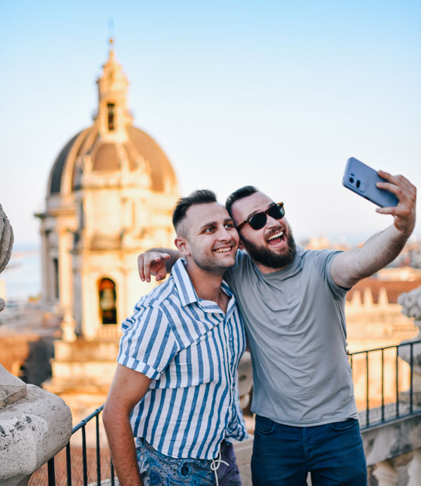 A couple in Catania taking a selfie