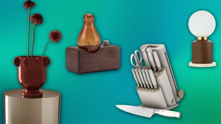 A selection of home products against a green background