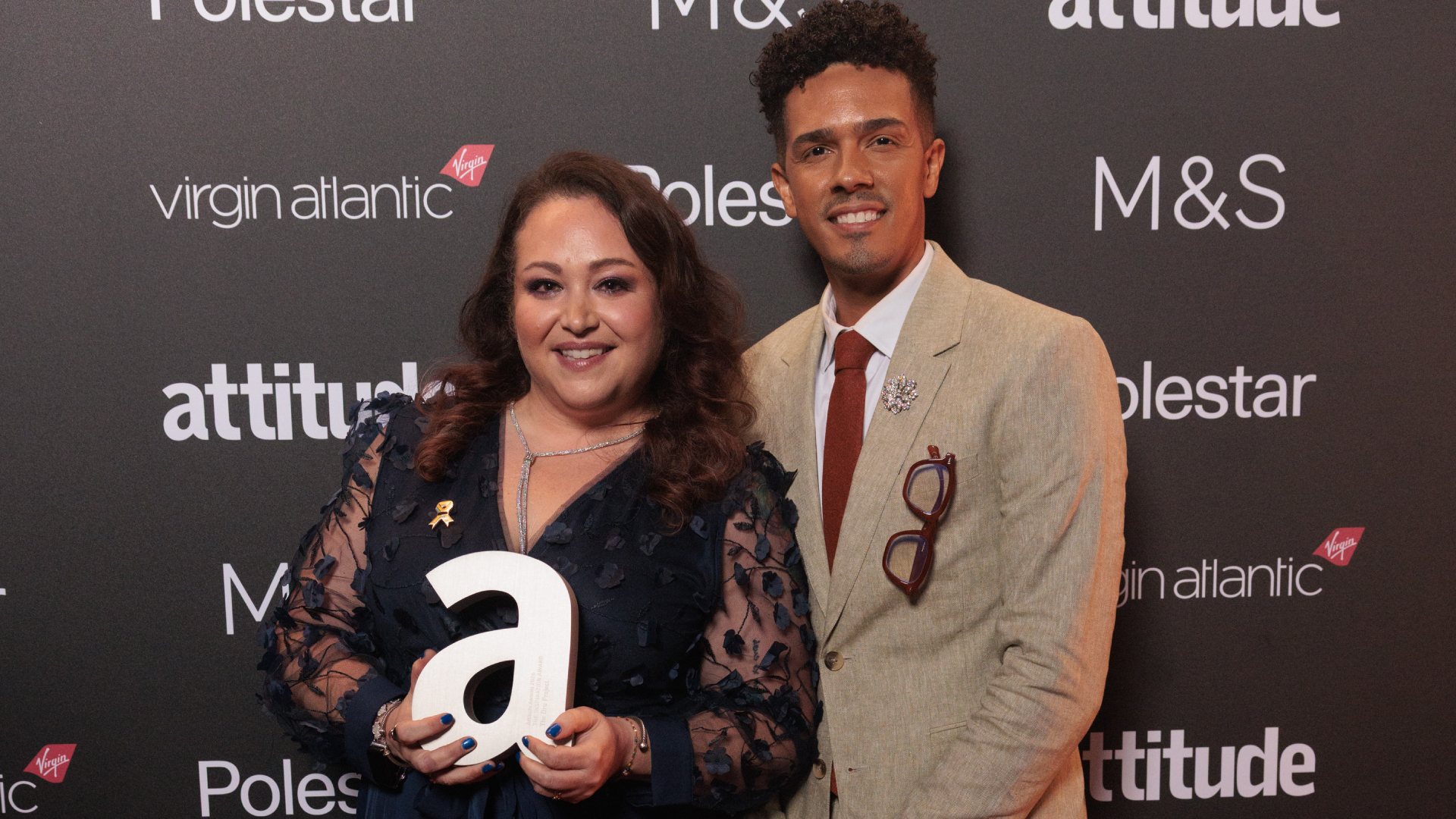 Sara Grossman and Brandon Wolf at the Attitude Awards 2026